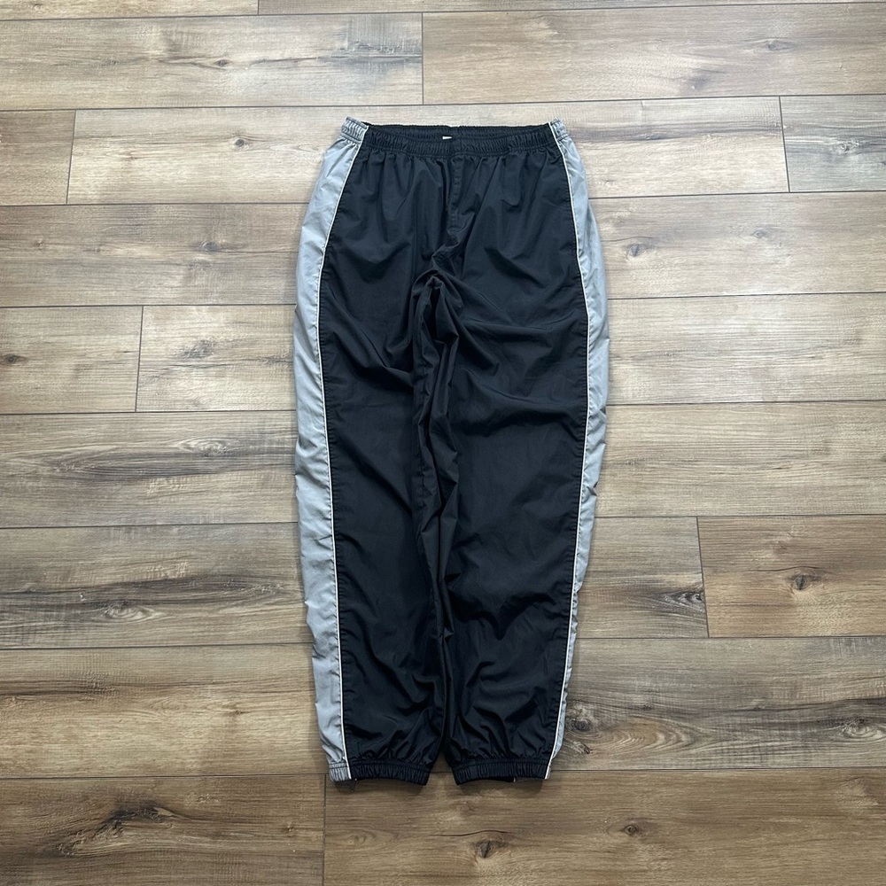 Vintage 90s Reebok Black and Grey Striped Track Pants